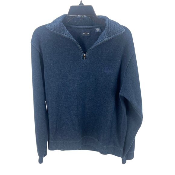 Izod 1/4 Zip Pullover Sweater Navy Blue Size S Embroidered Logo Cotton Blend - Picture 1 of 6